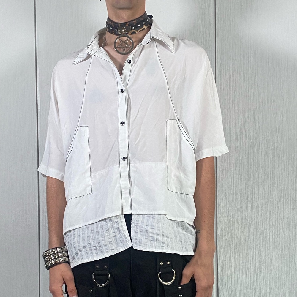 1990s Minimalist Grunge Button-Up Shirt